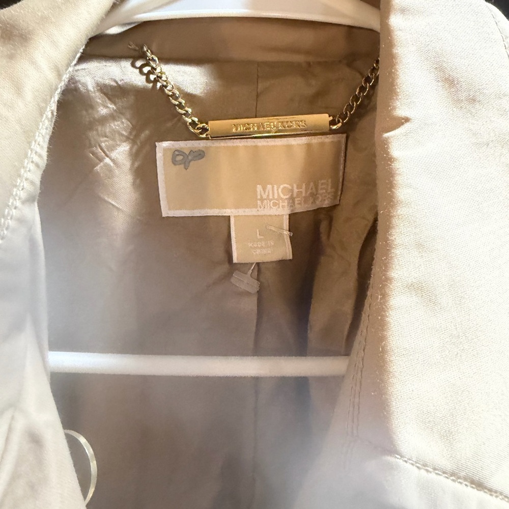 MICHAEL Michael Kors Beige Trench Coat with Gold Accents - Picture 8 of 8